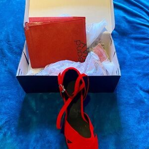 NWT, Vibrant Red Stiletto Heels with Slingback Design